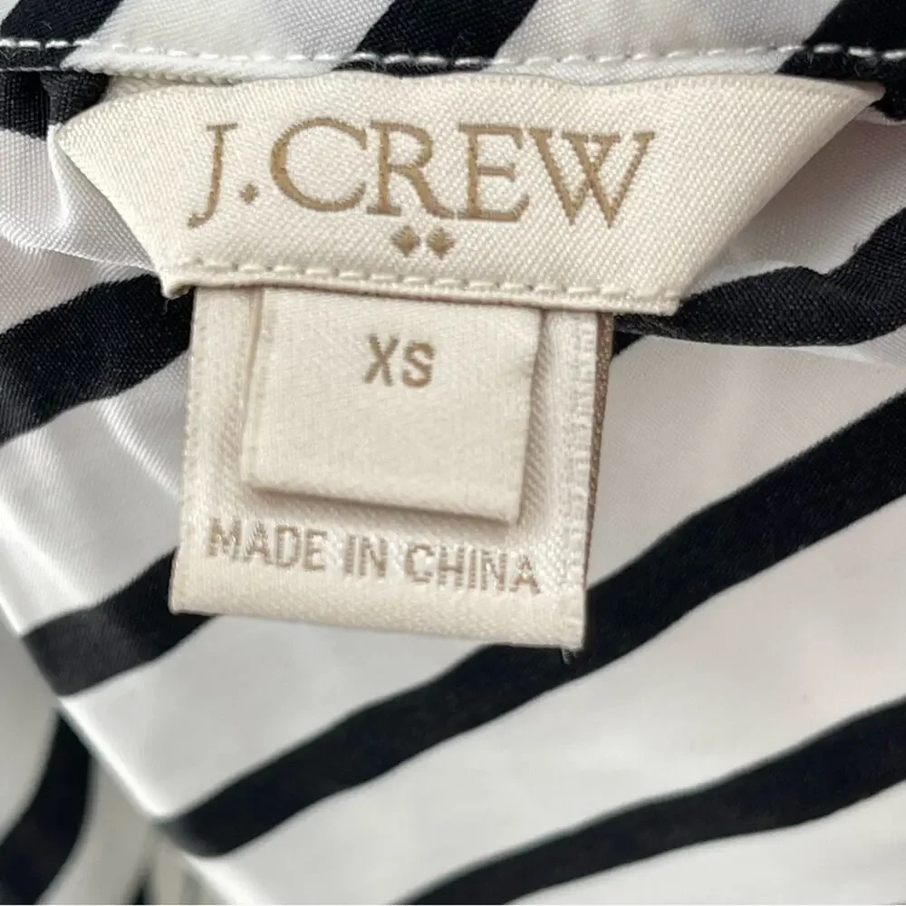 J. Crew Printed  Black White Striped Drapey Loose Fit Lightweight Romper Size XS